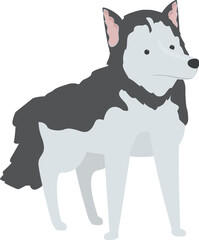 Poster - Illustration of a siberian husky dog standing in a simple and cute cartoon style