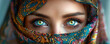 © Viacheslav - Beautiful Arabic woman with pretty eyes wearing a colorful veil framing her face