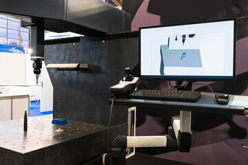 Leinwandbilder - Infrared sensor for measuring parts. Quality evaluation on a modern factory.