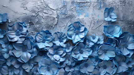 Wall Mural - A blue flower arrangement with many flowers