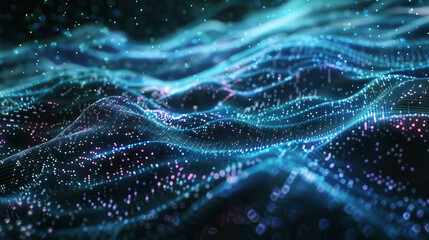 Aufkleber - A blue wave with a lot of dots in it