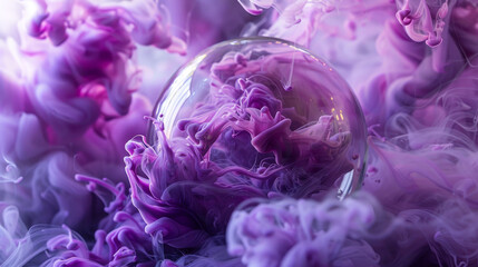 Wall Mural - A purple smoke filled with purple smoke and a clear glass