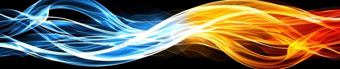 Wall Mural - vibrant abstract background featuring dynamic blue and orange waves of light in motion on a dark bac