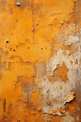 Wall Mural - an orange wall with peeling paint and peeling paint