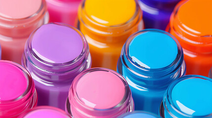 Wall Mural - Paint jars and vibrant hues. Close-up of colorful paint. Graphic resources