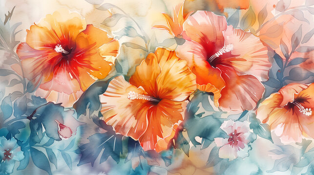 水彩の花のイラスト背景