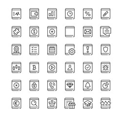 Fototapete - Tablet icons set. Vector line icons. Black outline stroke symbols