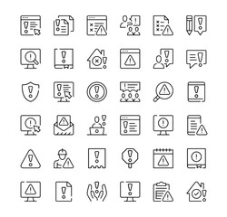 Fototapete - Warning icons set. Vector line icons. Black outline stroke symbols