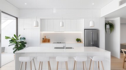 Wall Mural - Modern Minimalist Kitchen Sleek and contemporary minimalist kitchen with a spacious design