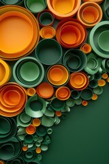 Wall Mural - Abstract Geometric Pattern of Green and Orange Circles