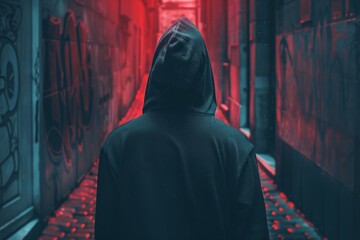 Hacker in a hoodie, illustrating anonymous cyber attacks digital theme, realistic, composite 