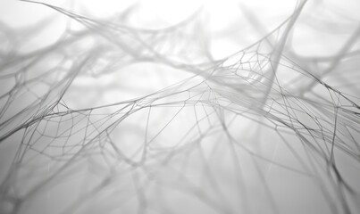 Crisscrossing lines forming a delicate web on a white backdrop, abstract background