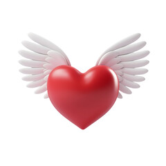 Wall Mural - heart with wings for valentine's day and love realistic 3d isolated on transparent background. gener