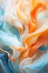 Wall Mural - colorful fluid flowing in the air with a blue and orange swirl