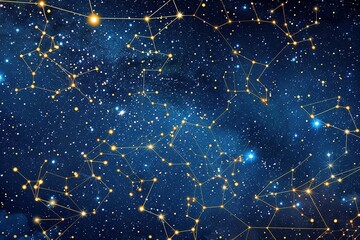 Wall Mural - constellations and stars in a dark blue night sky