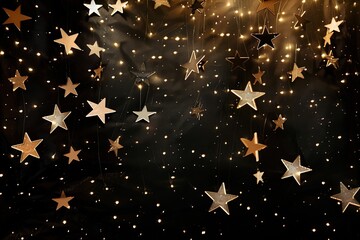 Wall Mural - an abstract black background picture with stars as elements,