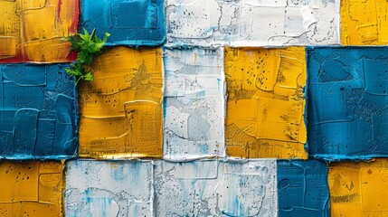 Fototapete - Explore the theme of hope and renewal in an abstract composition featuring vibrant colors and bold brushstrokes that symbolize the