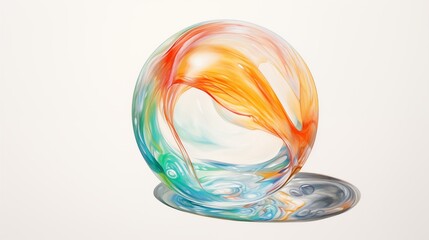 Wall Mural - Abstract Colorful Sphere with Fluid Design on a White Background