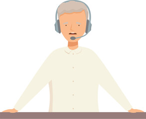 Poster - Call center employee wearing headset is speaking into microphone