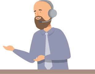 Poster - Friendly call center operator is explaining something during a call