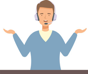 Poster - Male call center operator wearing headset is talking with customer