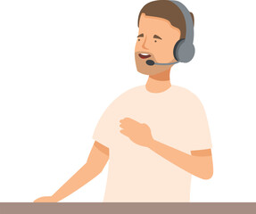 Poster - Call center employee is speaking with a customer, providing support and assistance