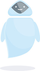 Poster - cartoon ai robot chatbot is floating and smiling