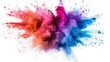 © Fitriyani - Multicolor powder explosion on White background. Colored cloud. Colorful dust explode. Paint Holi
