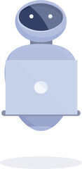 Poster - Cute robot holding laptop working remotely from home office