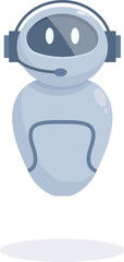 Poster - Cute robot is wearing a headset, providing customer support