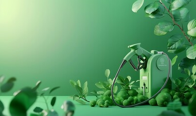 Sustainable Future 3D Vector Illustration of Green Gas Pump for Clean Energy Advocacy