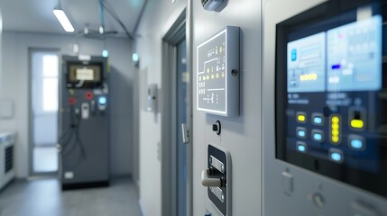 smart utility room with a central control panel that manages all home systems, from heating and cooling to security and lighting