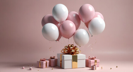 Sticker - gift box and balloons