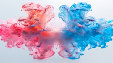 Wall Mural - A red and a blue liquid are in the shape of