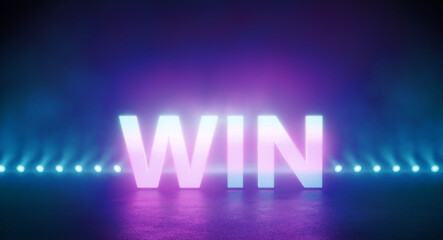 Canvas Print - Text Win lit by neon lights