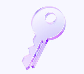 Fototapete - key icon with colorful gradient. 3d rendering illustration for graphic design, ui ux design, presentation or background . shape with glass effect	