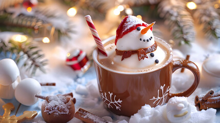 Wall Mural - Hot chocolate with melted snowman