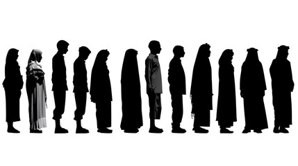 Wall Mural - silhouette of muslim people