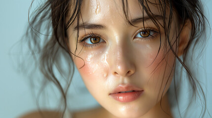 Beautiful young asian woman with clean fresh skin