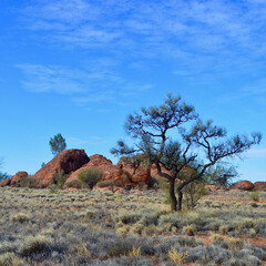 A rocky outcrop by the Stuart Highway in the Red Cebnter of Australia. 