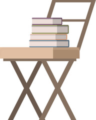Poster - stack of books is sitting on a folding chair, conveying the concept of studying and education