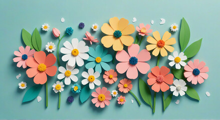 Wall Mural - spring flowers on a wooden background