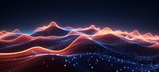 Wall Mural - Abstract Digital Landscape with Glowing Lines