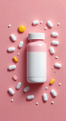 Wall Mural - white pills and bottle