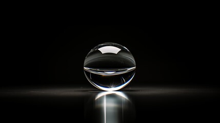 Sticker - Elegant Glass Sphere on Dark Background with Reflected Light