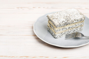 Wall Mural - Poppy seed and vanilla layer cake.