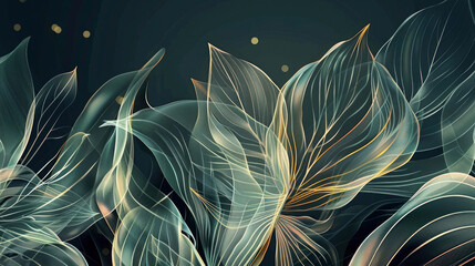abstract luxurious elegant floral organic texture wallpaper illustration, golden white art leaves on