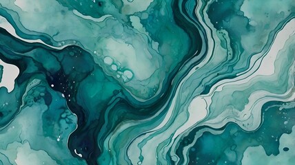 Cyan and green abstract watercolor background with liquid texture for background, banner