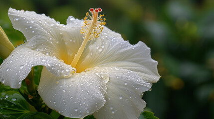 Wall Mural - A close up of a white flower with a blue background. The flower is the main focus of the image, and it is a daffodil. The blue background adds a sense of calmness and serenity to the scene