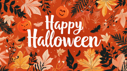 Wall Mural - Happy halloween banner or party invitation illustration

